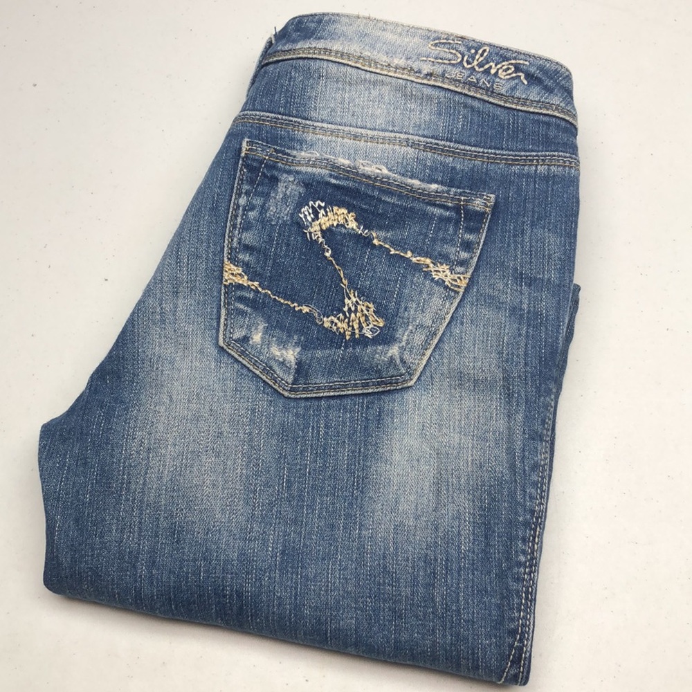 VINTAGE SILVER AUDREY SLIM STRAIGHT JEANS 26x32 ⭐️